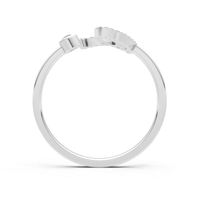 Aquamarine Dainty Initial Letter Birthstone Open Ring – Q