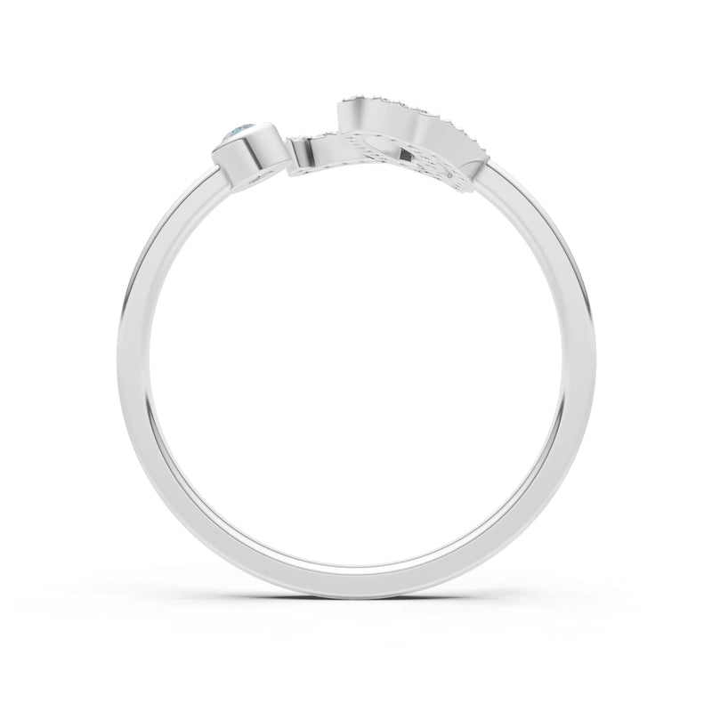 Aquamarine Dainty Initial Letter Birthstone Open Ring – Q