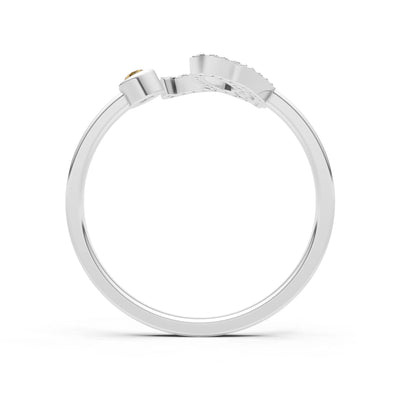 Citrine Dainty Initial Letter Birthstone Open Ring – Q