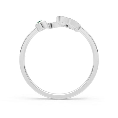 Emerald Dainty Initial Letter Birthstone Open Ring – Q