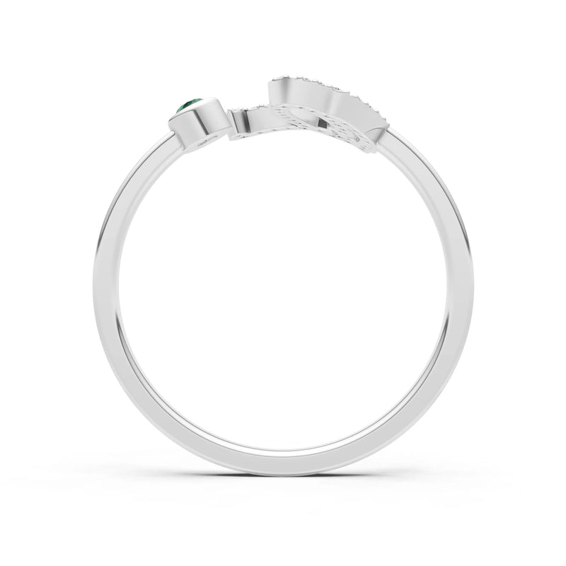 Emerald Dainty Initial Letter Birthstone Open Ring – Q