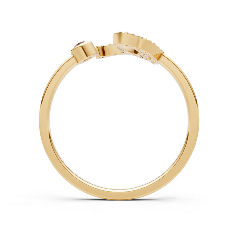 Dainty Initial Letter Birthstone Open Ring – Q