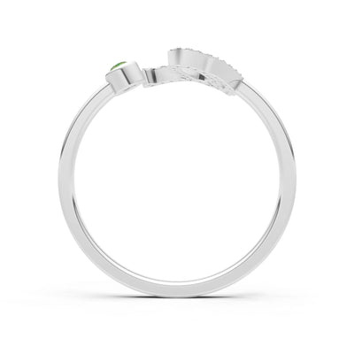 Peridot Dainty Initial Letter Birthstone Open Ring – Q