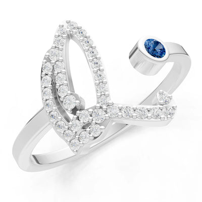 Dainty Initial Letter Birthstone Open Ring – Q