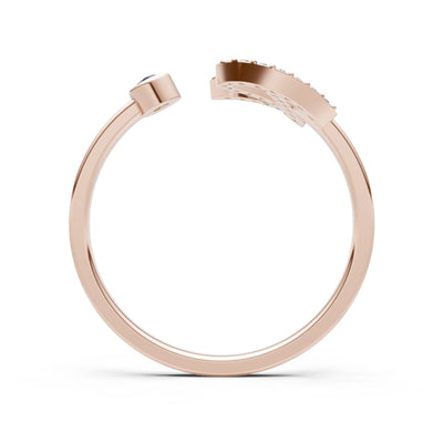 Dainty Initial Letter Birthstone Open Ring – R