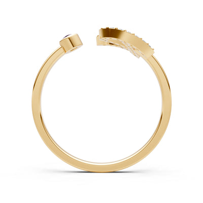 Dainty Initial Letter Birthstone Open Ring – R