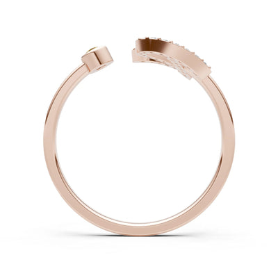 Dainty Initial Letter Birthstone Open Ring – R