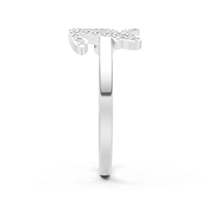 Dainty Initial Letter Birthstone Open Ring – R