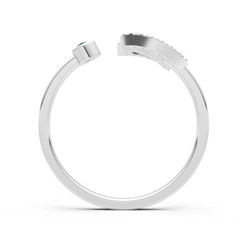 Dainty Initial Letter Birthstone Open Ring – R