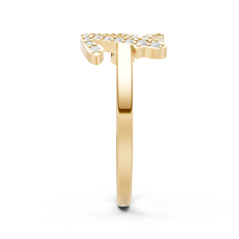 Peridot Dainty Initial Letter Birthstone Open Ring – R