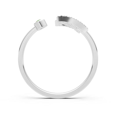 Dainty Initial Letter Birthstone Open Ring – R