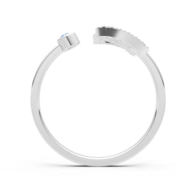 Dainty Initial Letter Birthstone Open Ring – R