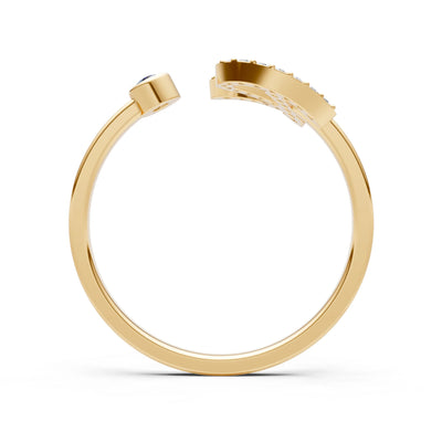 Dainty Initial Letter Birthstone Open Ring – R