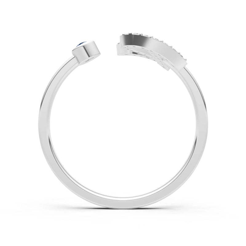 Dainty Initial Letter Birthstone Open Ring – R