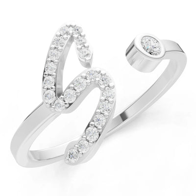 Dainty Initial Letter Birthstone Open Ring – S