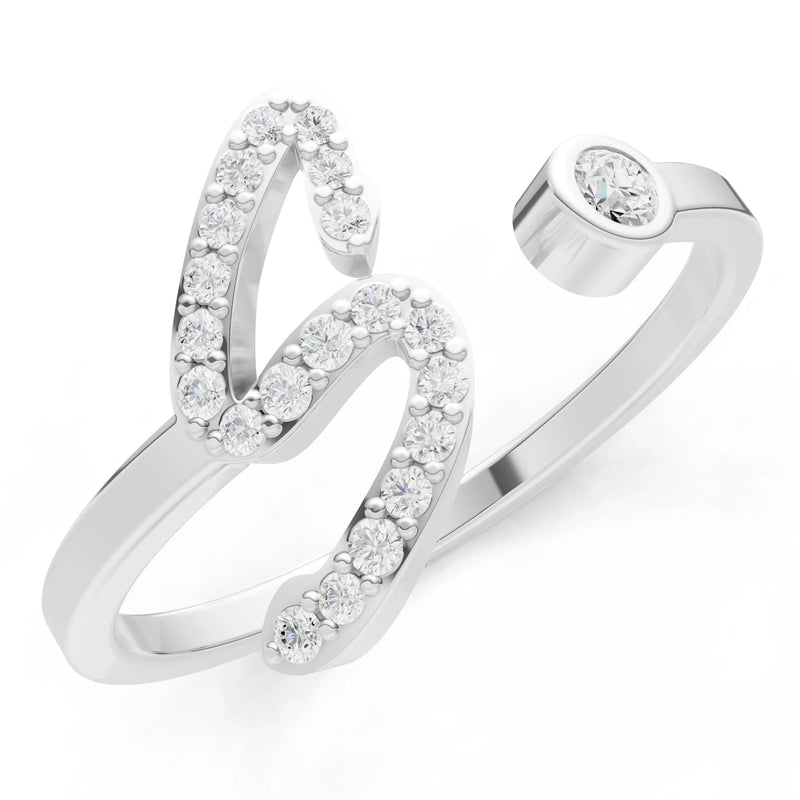 Dainty Initial Letter Birthstone Open Ring – S