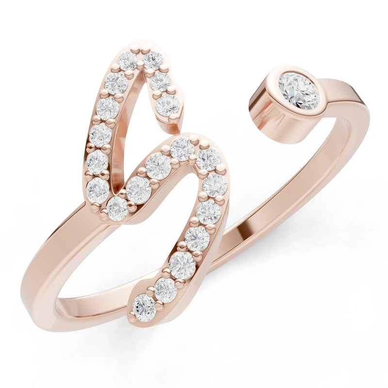 Dainty Initial Letter Birthstone Open Ring – S