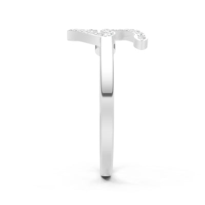 Citrine Dainty Initial Letter Birthstone Open Ring – S