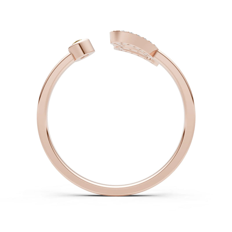 Citrine Dainty Initial Letter Birthstone Open Ring – S