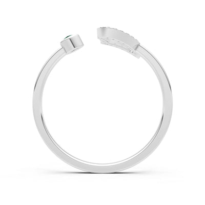 Dainty Initial Letter Birthstone Open Ring – S