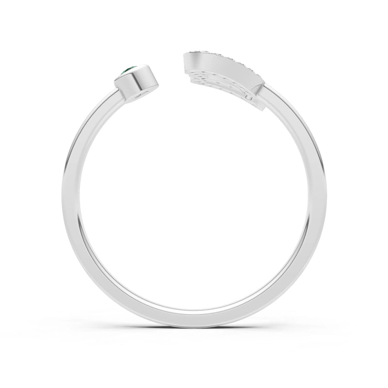 Dainty Initial Letter Birthstone Open Ring – S