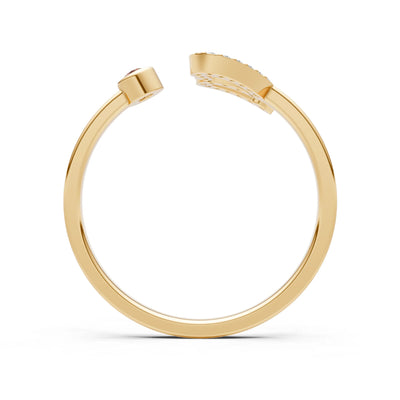 Dainty Initial Letter Birthstone Open Ring – S