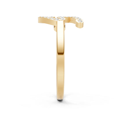 Peridot Dainty Initial Letter Birthstone Open Ring – S