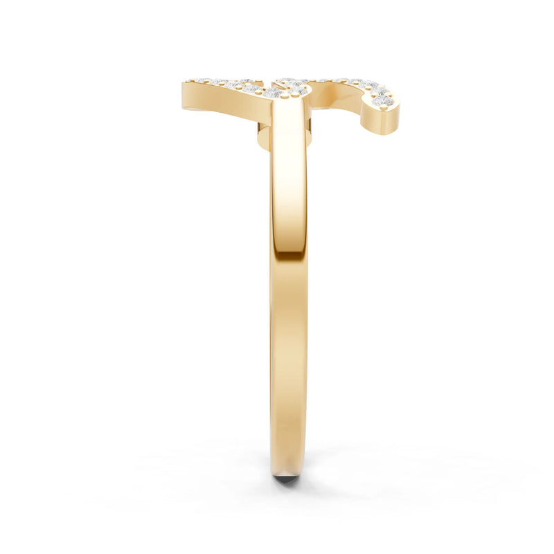 Peridot Dainty Initial Letter Birthstone Open Ring – S