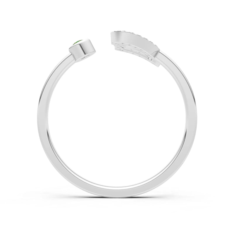 Dainty Initial Letter Birthstone Open Ring – S