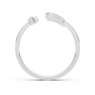 Dainty Initial Letter Birthstone Open Ring – S