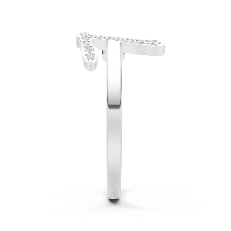 Dainty Initial Letter Birthstone Open Ring – T