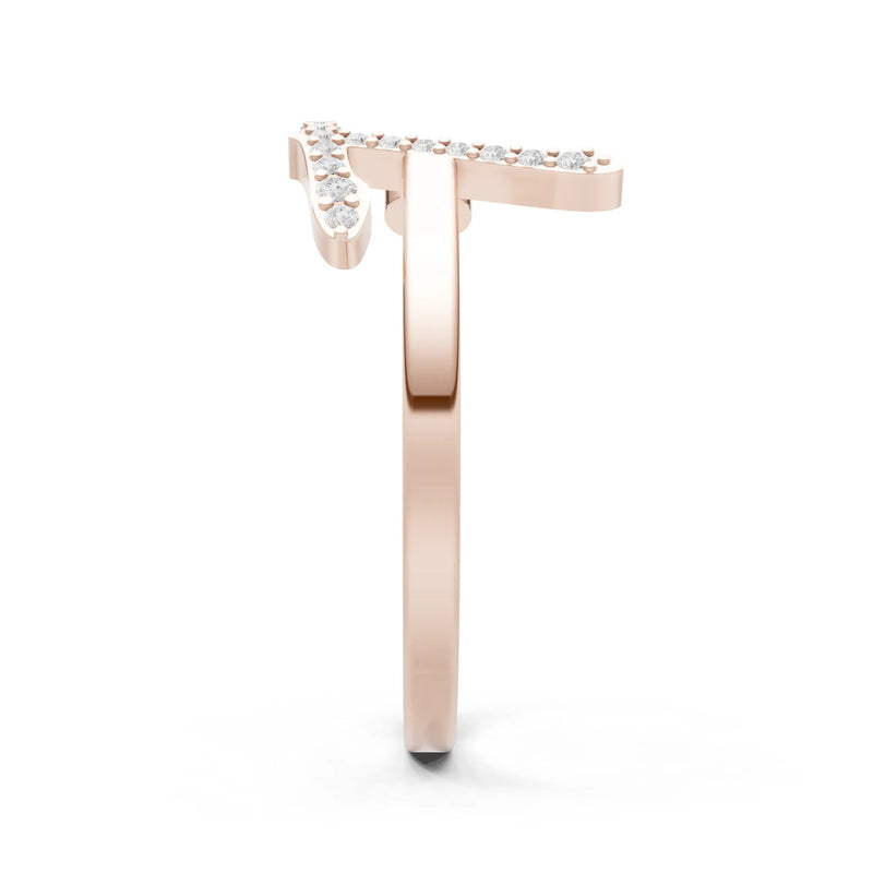 Dainty Initial Letter Birthstone Open Ring – T