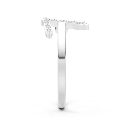 Dainty Initial Letter Birthstone Open Ring – T