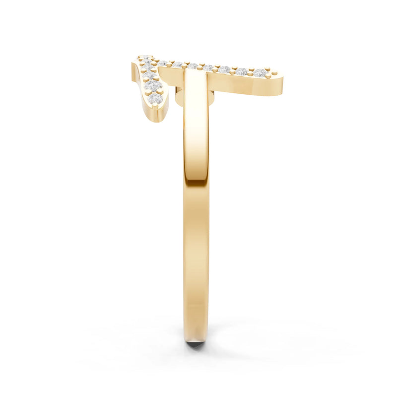 Dainty Initial Letter Birthstone Open Ring – T