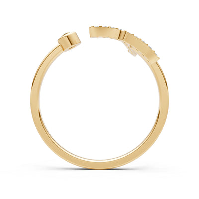 Citrine Dainty Initial Letter Birthstone Open Ring – T