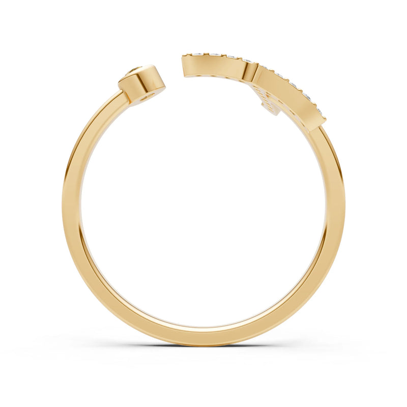 Citrine Dainty Initial Letter Birthstone Open Ring – T