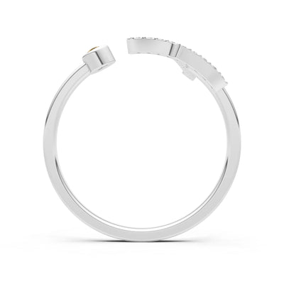 Dainty Initial Letter Birthstone Open Ring – T