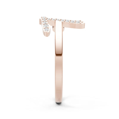 Citrine Dainty Initial Letter Birthstone Open Ring – T
