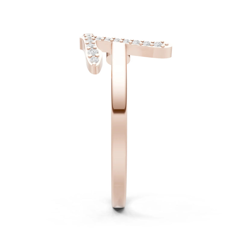 Citrine Dainty Initial Letter Birthstone Open Ring – T