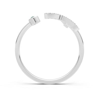 Dainty Initial Letter Birthstone Open Ring – T