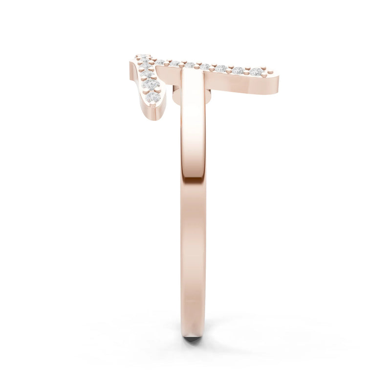 Dainty Initial Letter Birthstone Open Ring – T