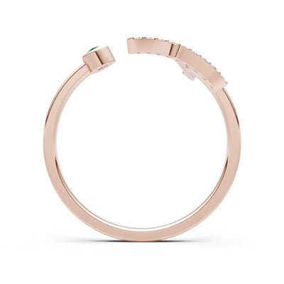 Dainty Initial Letter Birthstone Open Ring – T
