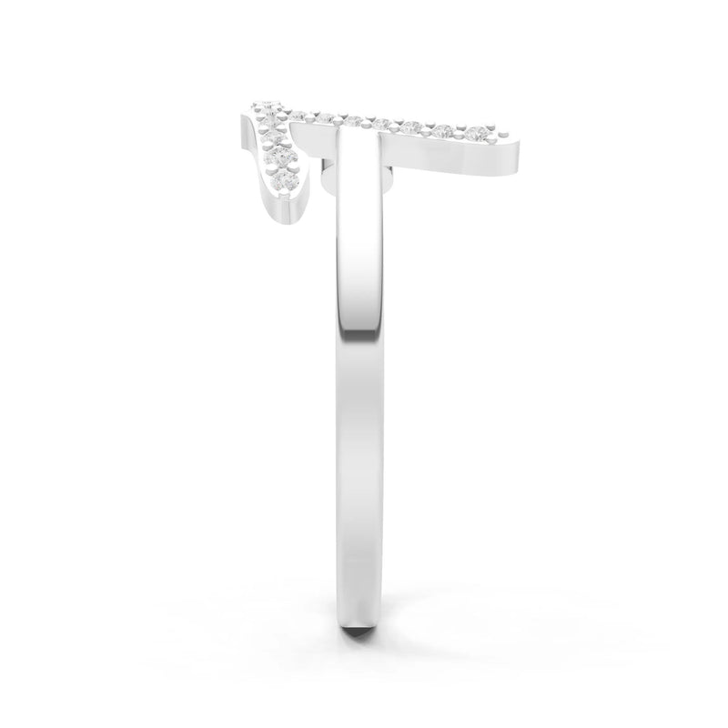 Dainty Initial Letter Birthstone Open Ring – T