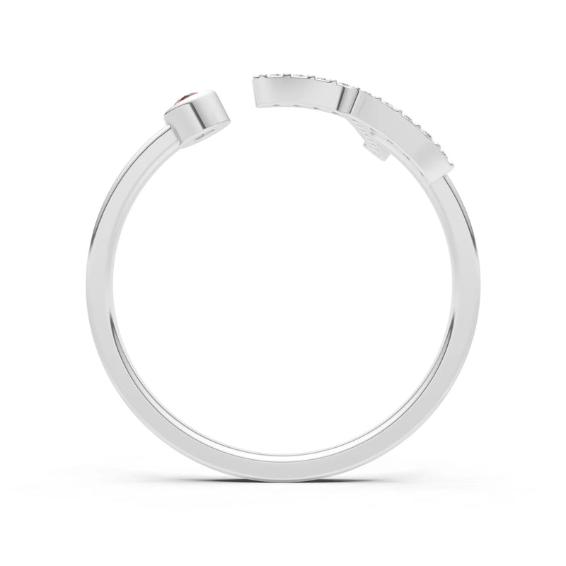 Dainty Initial Letter Birthstone Open Ring – T