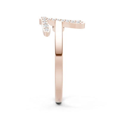 Dainty Initial Letter Birthstone Open Ring – T