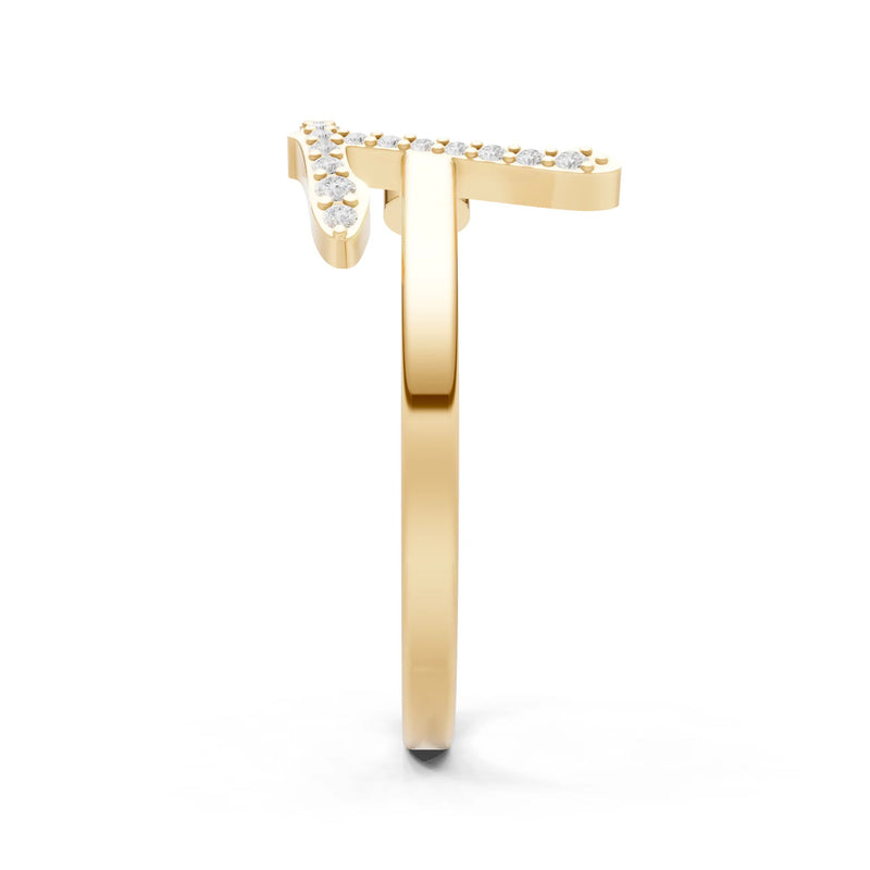 Peridot Dainty Initial Letter Birthstone Open Ring – T
