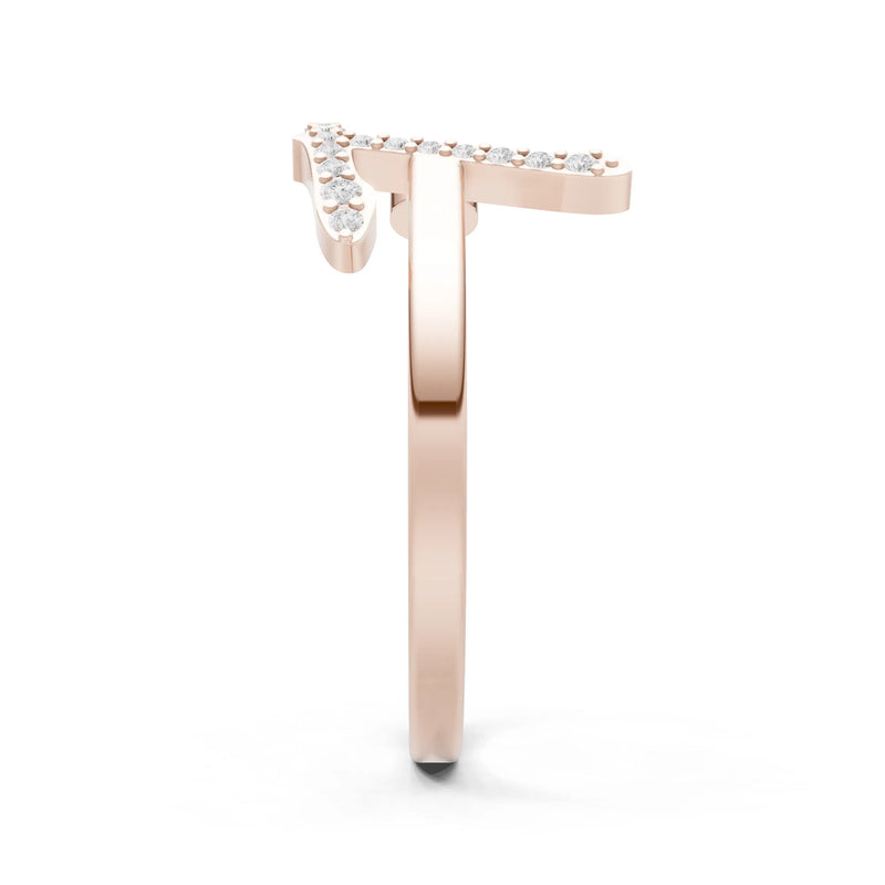 Dainty Initial Letter Birthstone Open Ring – T