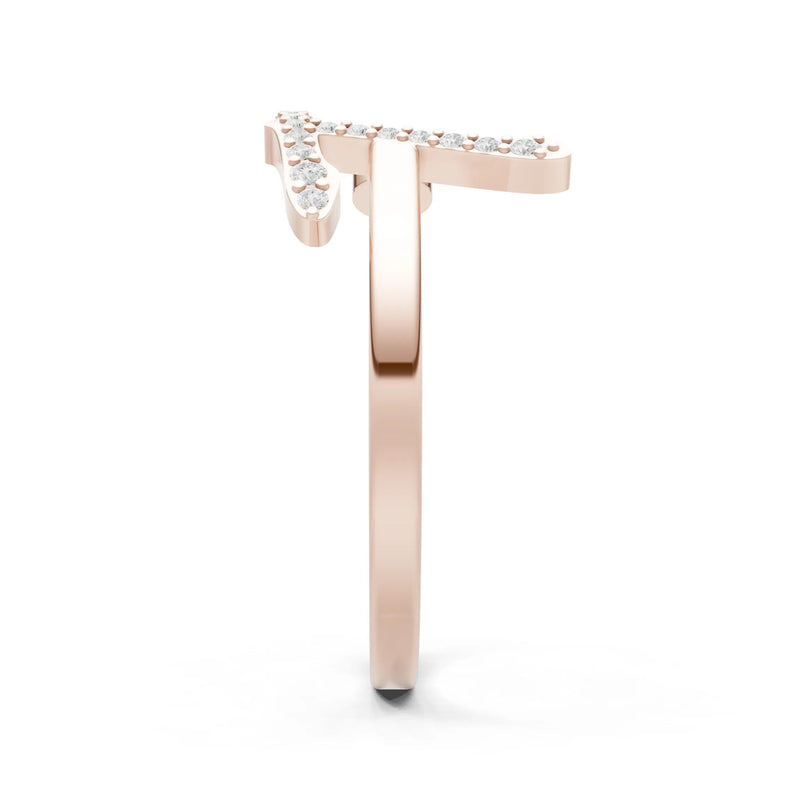 Dainty Initial Letter Birthstone Open Ring – T