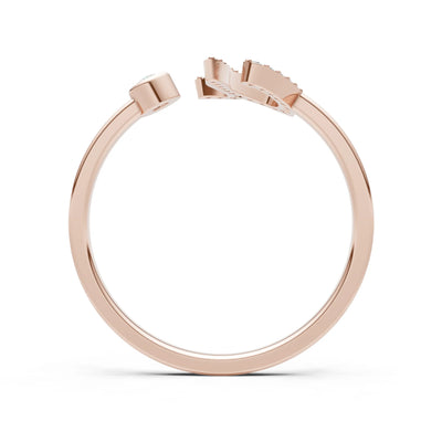 Dainty Initial Letter Birthstone Open Ring – U