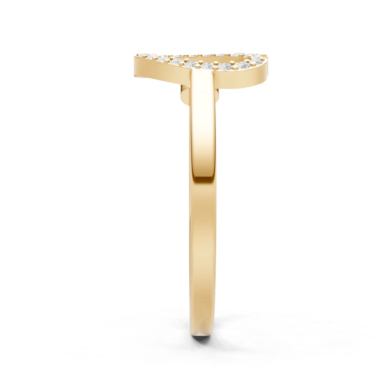 Citrine Dainty Initial Letter Birthstone Open Ring – U